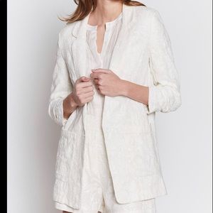 Joie Loralee embroidered linen blazer White